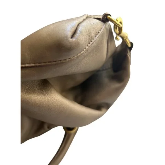 Coach Leather Satchel Bag Taupe With Gold Accents Zip Top Double Handles - Picture 11 of 16